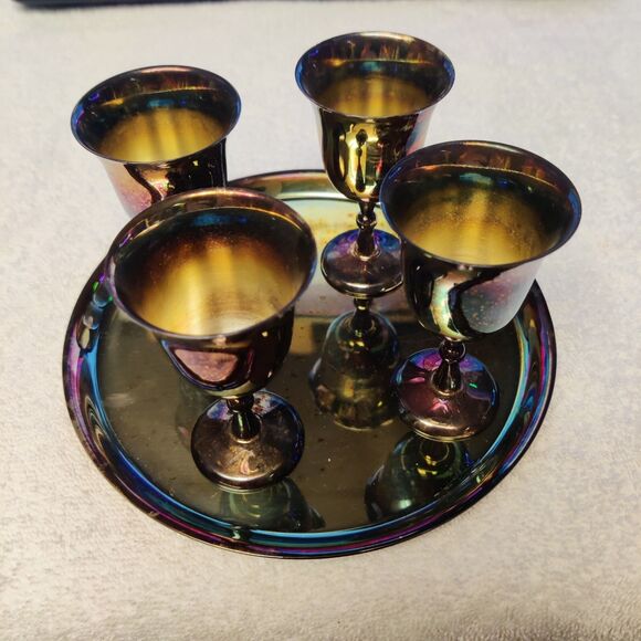 Vintage Wm Rogers Silver-plated Goblet Set with Serving Tray Pre Owned - Picture 15 of 16